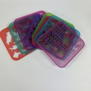 Tupperware Stencil Art Set 8‎ Pieces Vintage Tuppertoys Stencils 1987 Stackable